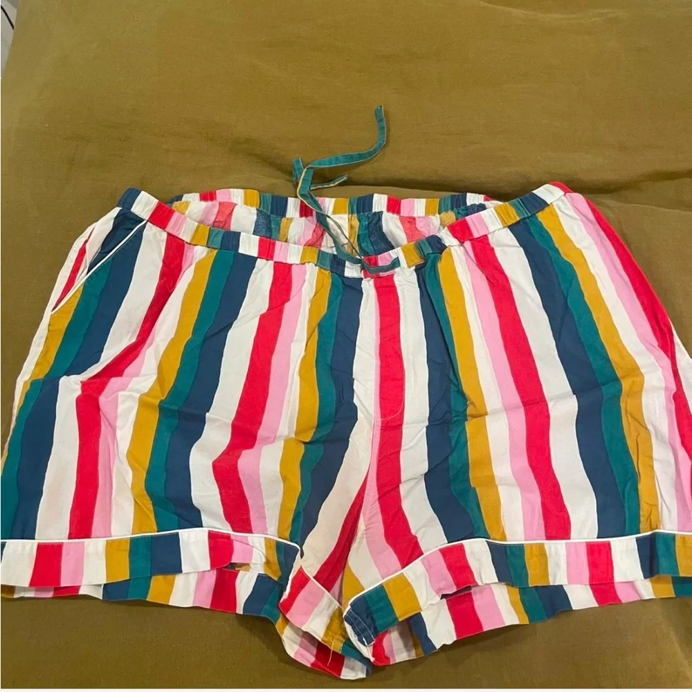 Printfresh Painted Stripes Pajama Shorts Set 3X - Picture 3 of 5
